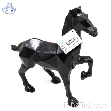 Statue de cheval géométrique moderne en résine noire